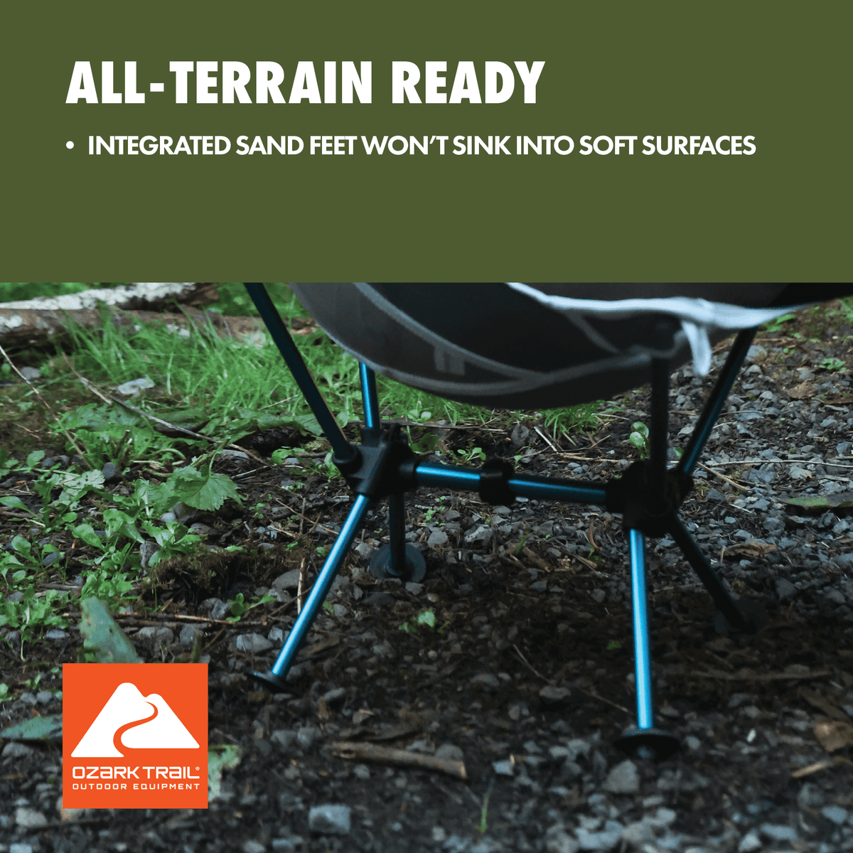 Ozark Trail Ultra-Lightweight Backpacking Chair with Carry Bag, Turquoise Sea Frame