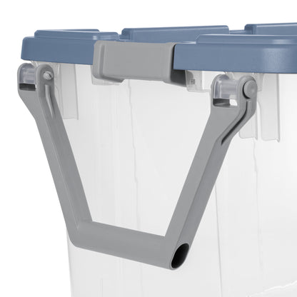 Sterilite Extra-Large Wheeled Rugged Storage Bin, 160 Quart Durable Clear Storage Container with Latching Lid and Pull Handle, Blue, 2 Pack