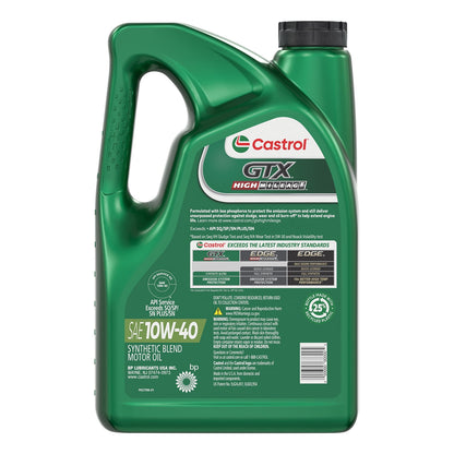 Castrol GTX High Mileage 10W-40 Synthetic Blend Motor Oil, 5 Quarts