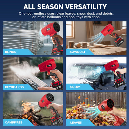 Bullseye Blower Rechargeable Cordless Leaf Dust Air Blaster 21,000 RPM with 20V Battery and Charger