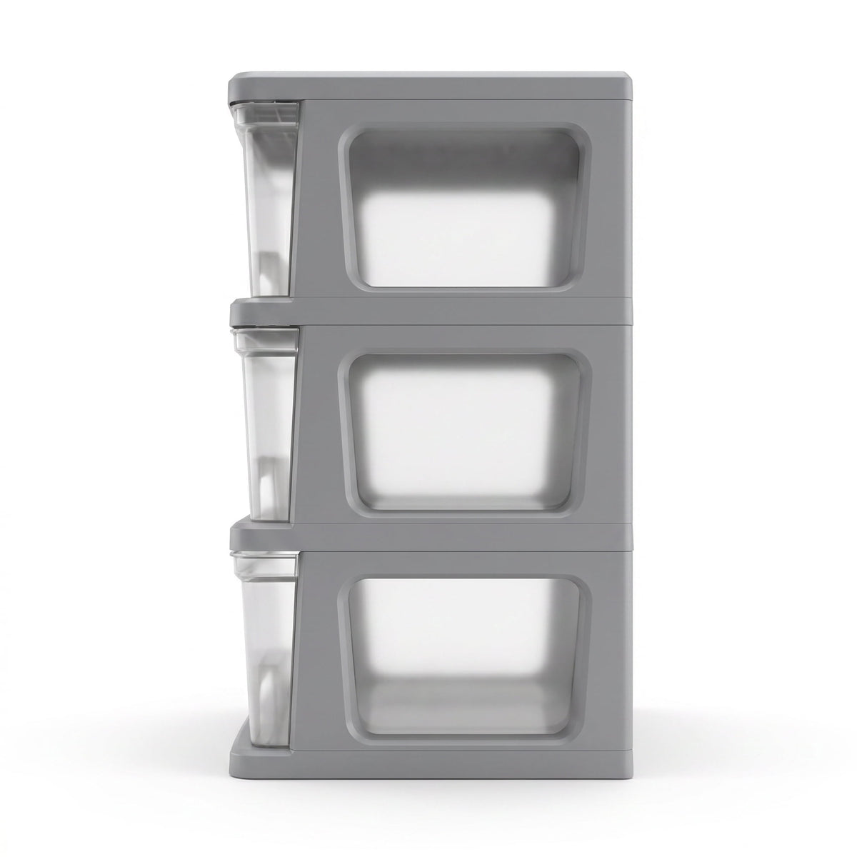Starplast 3-Drawer Organization Tower Wide Storage Cart, Silver Plastic