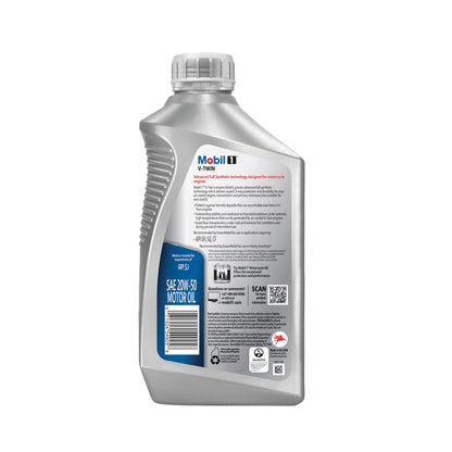 (5 pack) Mobil 1 V-Twin Full Synthetic Motorcycle Oil 20W-50, 1 Quart