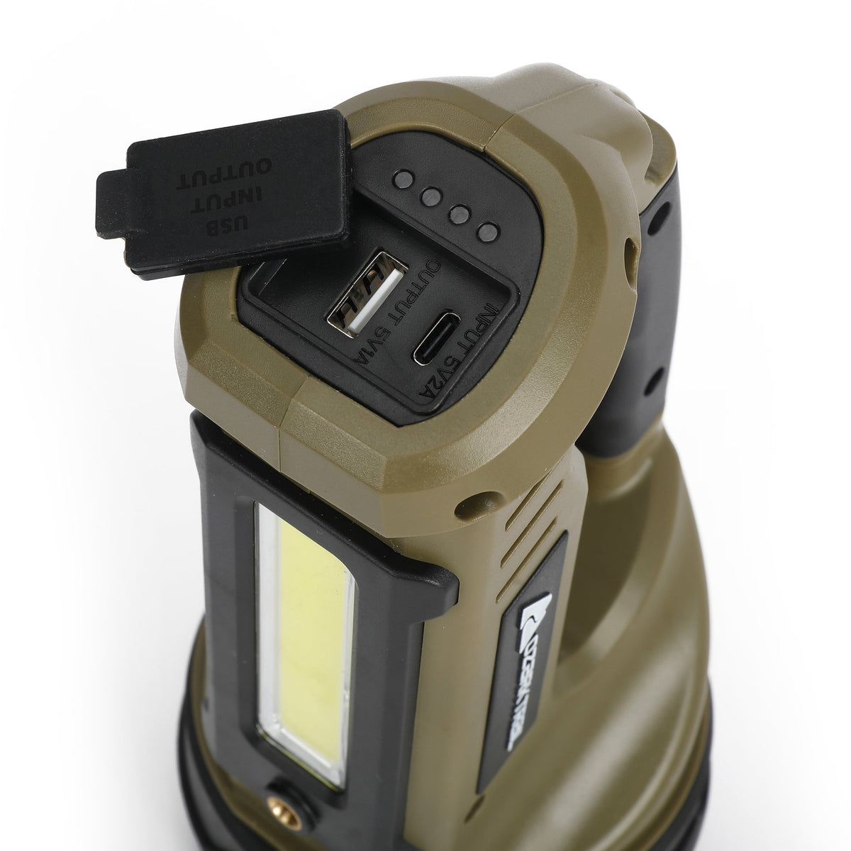 Ozark Trail 4000 Lumen Dual Source Rechargeable Flashlight with 5000 mAh Power Bank, Olive