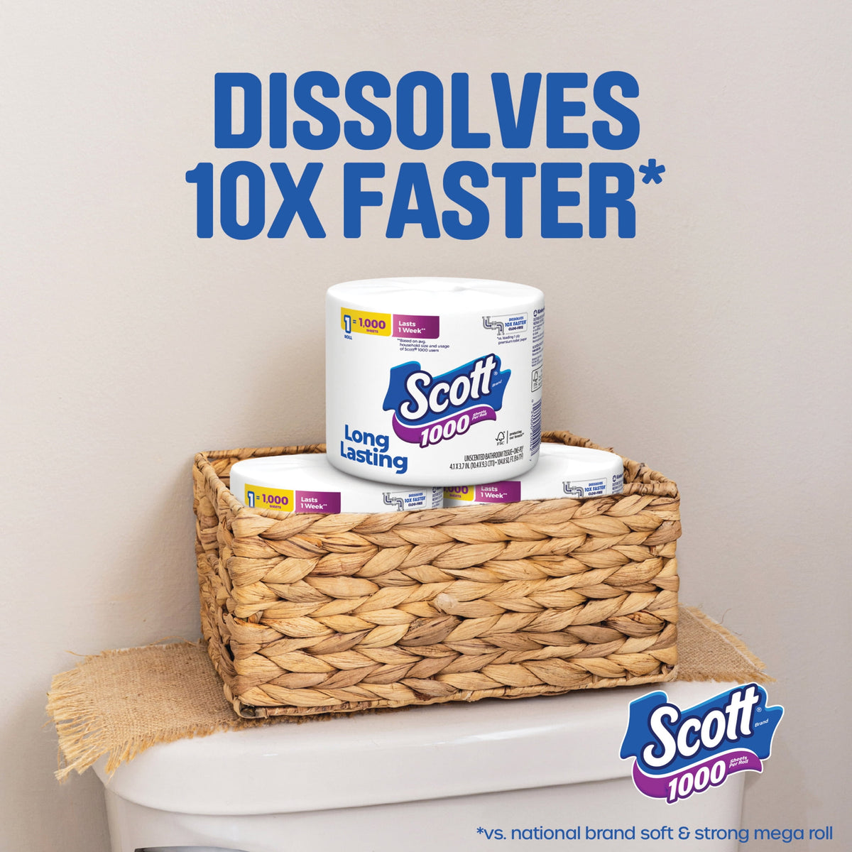 Scott 1000 1-Ply Toilet Paper, 36 Rolls, 1,000 Sheets per Roll