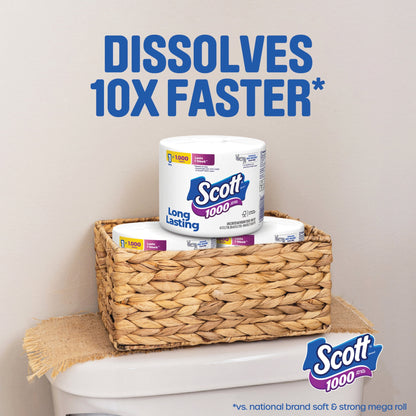 Scott 1000 1-Ply Toilet Paper, 36 Rolls, 1,000 Sheets per Roll