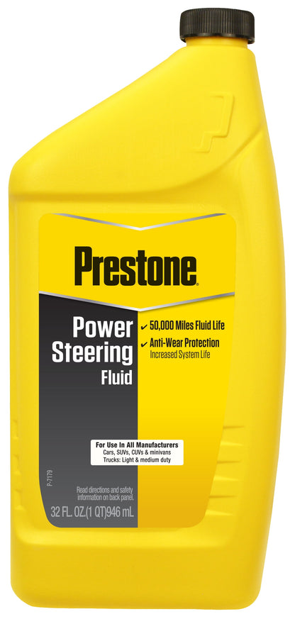 (6 pack) Prestone Power Universal Steering Fluid for Cars and Trucks - 32 fl oz - Anti-wear, 50,000 mile