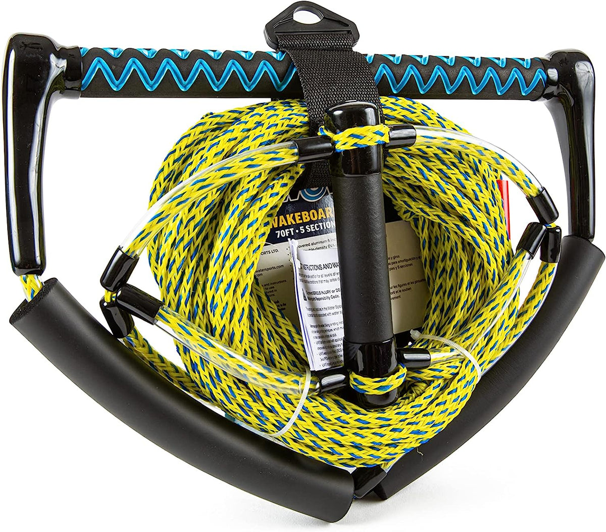 WOW Sports 70' Tow Rope for Wakeboard and Watersports, 70' Rope with Trick Handle, 1 Pack