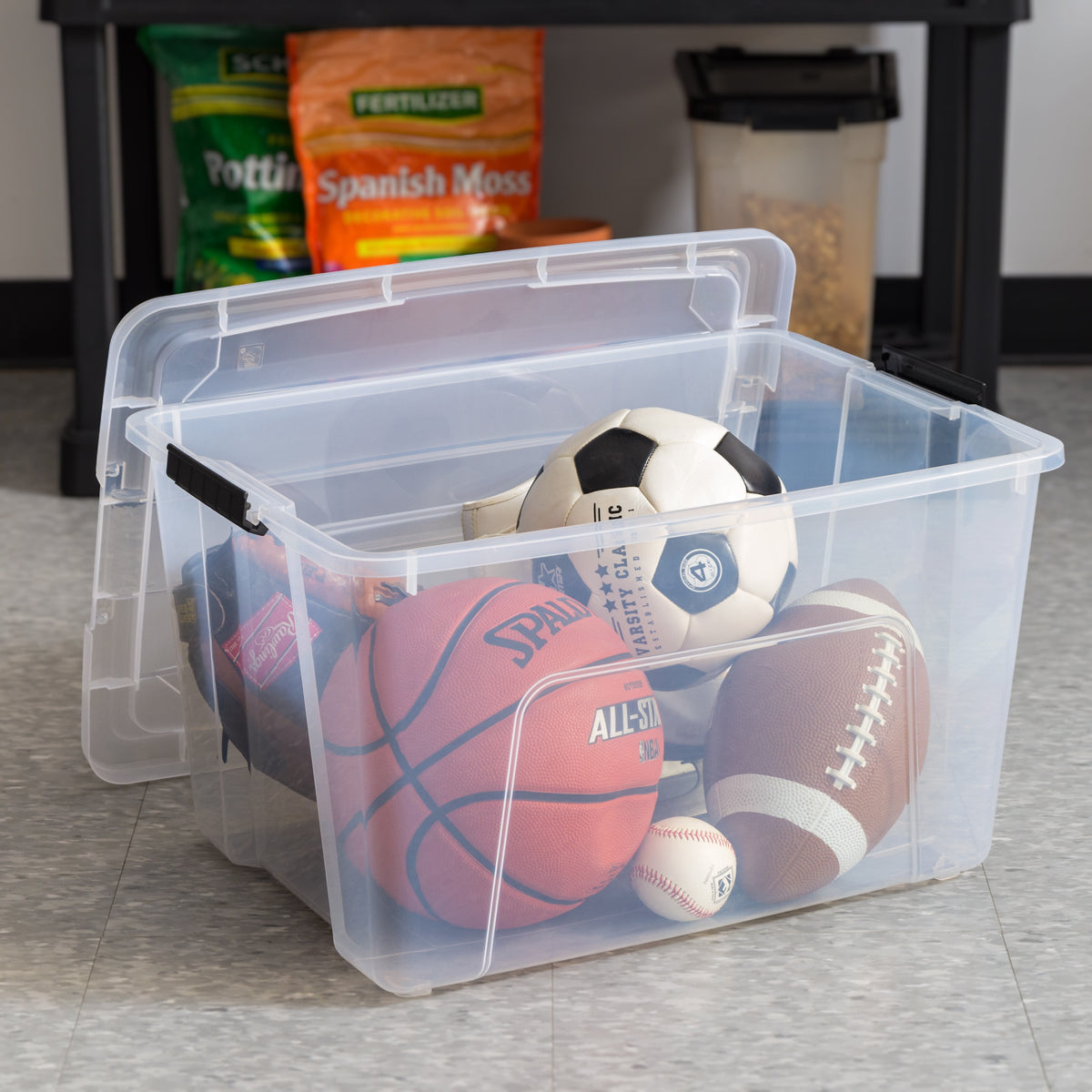 IRIS 60 Qt. Plastic Storage Bins with Lids, Stackable Storage Containers, Totes, 4 Pack