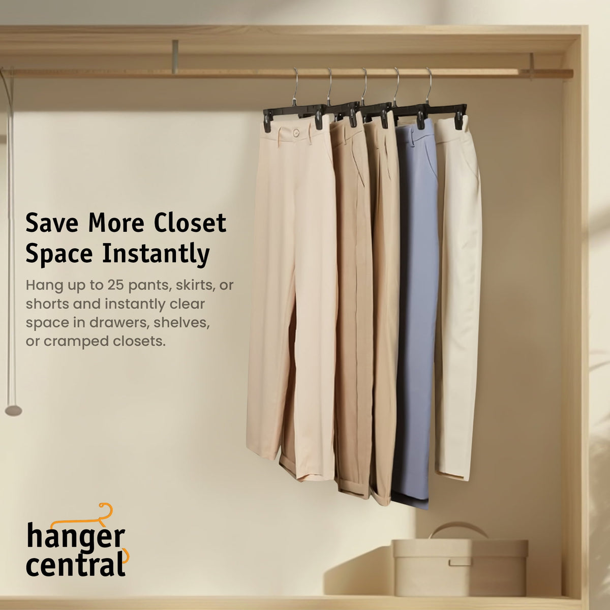 Hanger Central 100 Pack Black Plastic Pants And Skirt Hangers 12 inch