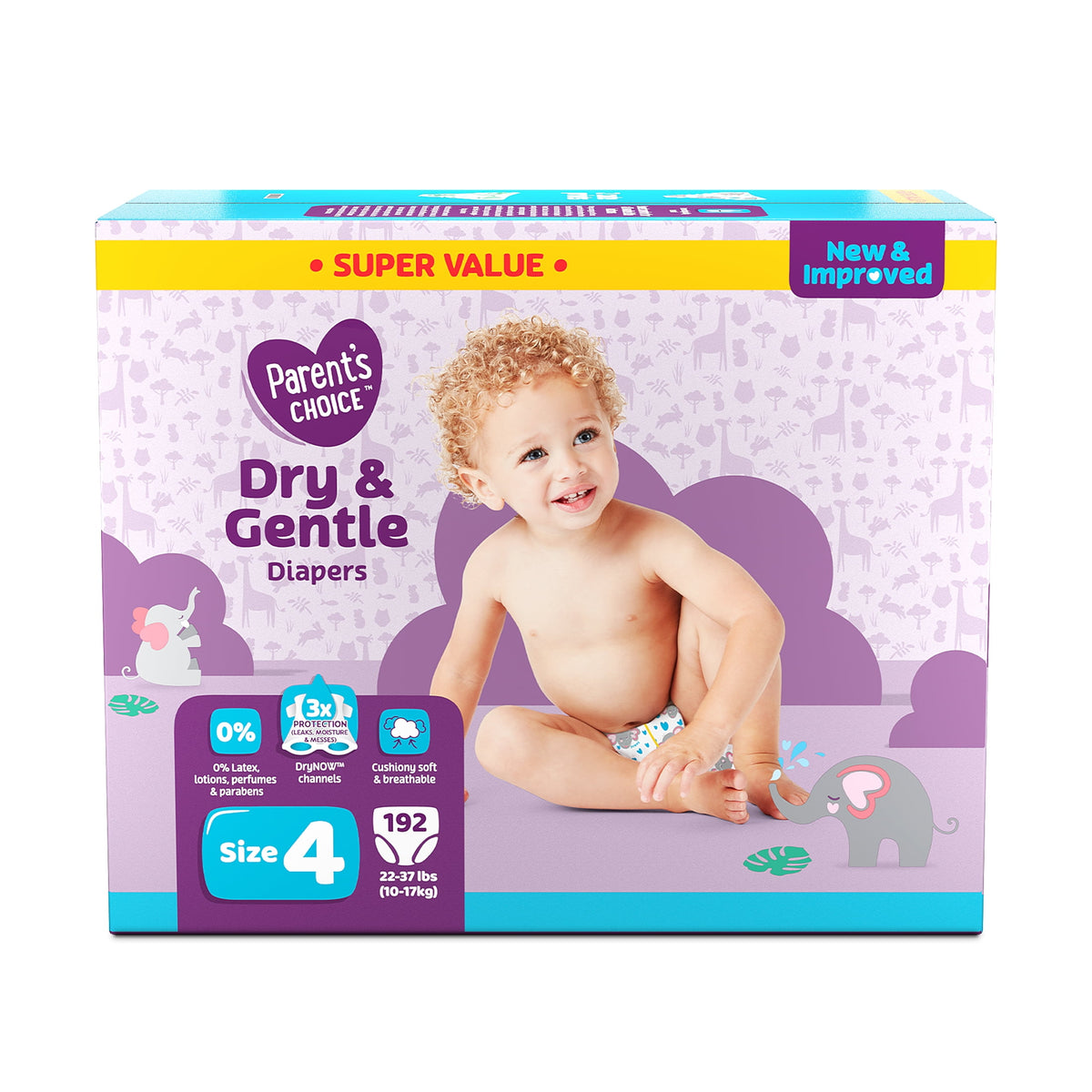Parent's Choice Dry & Gentle Diapers Size 4, 192 Count (Select for More Options)