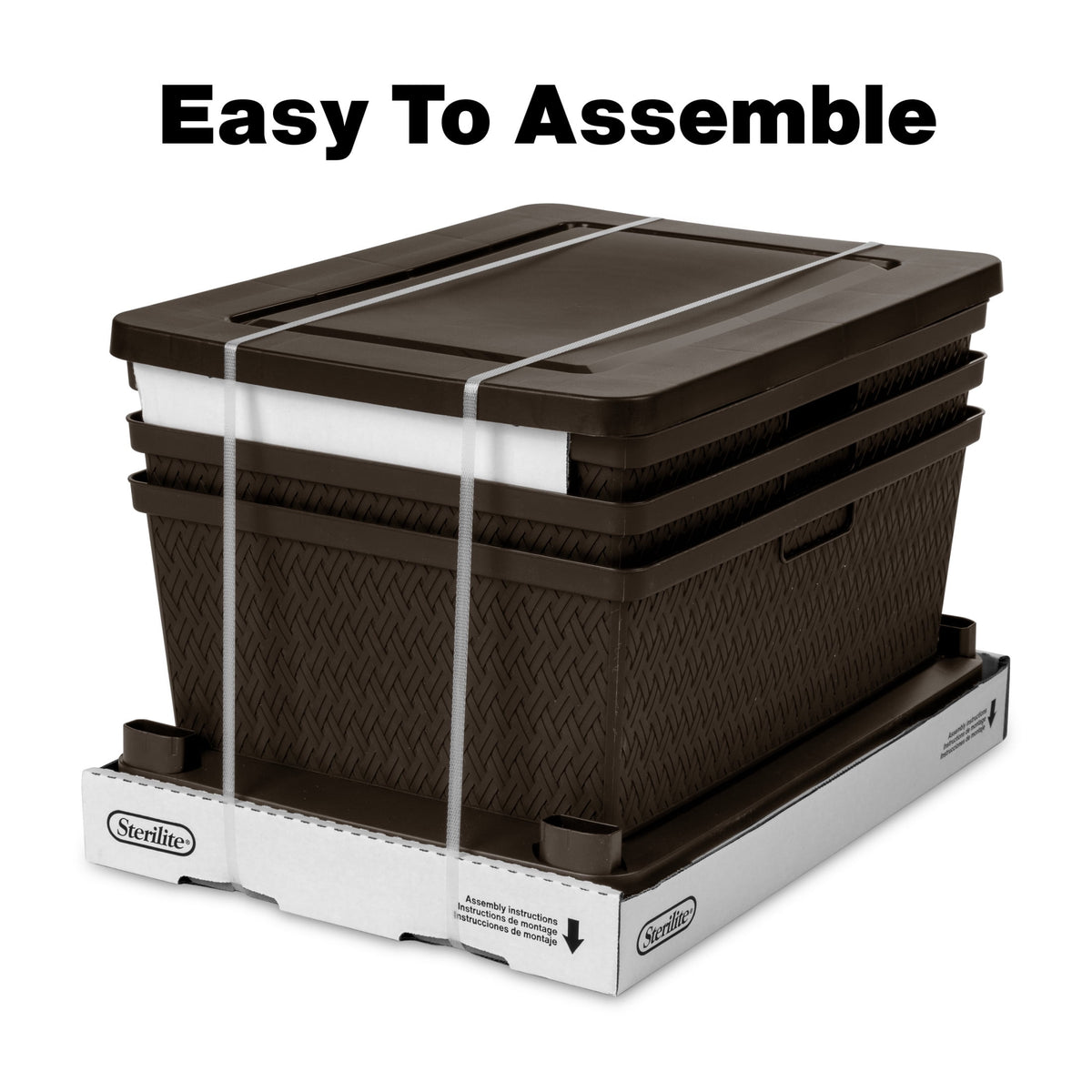 (2 pack) Sterilite Wide 3 Drawer Tower, Plastic Storage Organizer with Removable Decorative Bins, Easy Assembly, No Tools Needed, Brown
