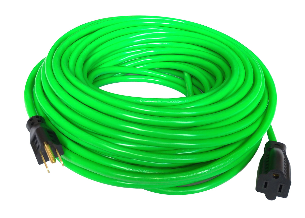(2 pack) Hyper Tough 16 AWG 3-Conductor 100 ft Indoor/Outdoor High-Visibility Green Vinyl Extension Cord