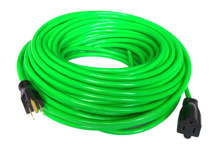 (2 pack) Hyper Tough 16 AWG 3-Conductor 100 ft Indoor/Outdoor High-Visibility Green Vinyl Extension Cord