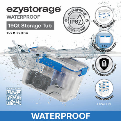 6 Pack - Ezy Storage Waterproof 4.7Gal/19Qt/18L Storage Box IP67
