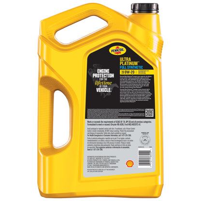 Pennzoil Ultra Platinum Full Synthetic 0W-20 Motor Oil, 5 Quart