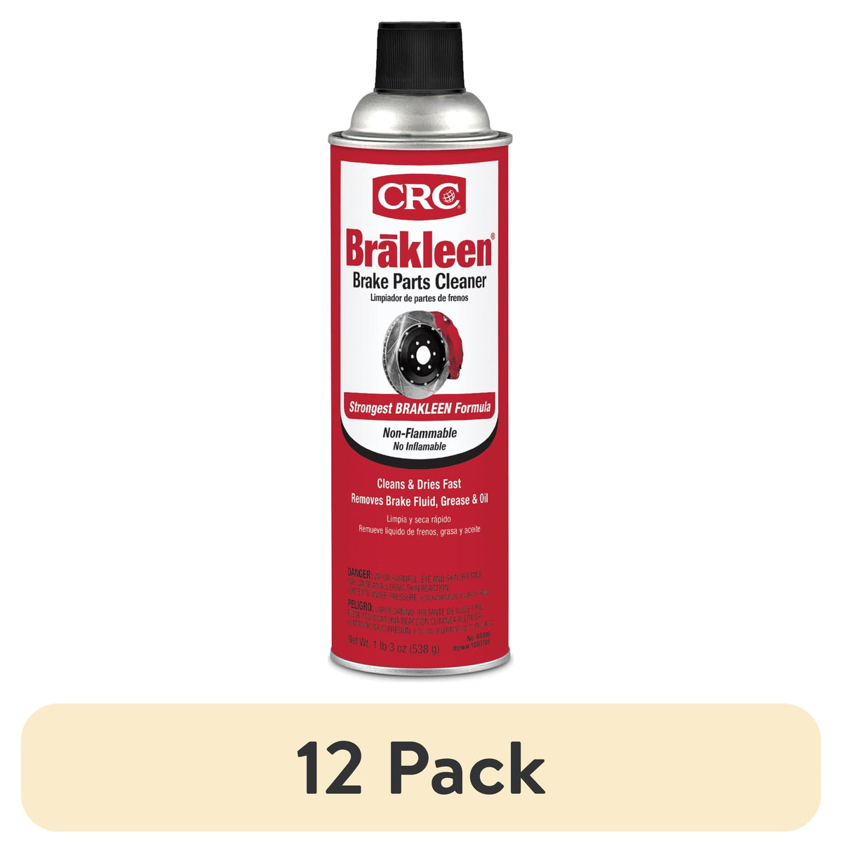 (6 pack) CRC 05089 Brakleen Non-Flammable Brake Parts Cleaner - 19 oz. - Ideal for Cars, Trucks, & Motorcycles - Safe for All Brake Parts