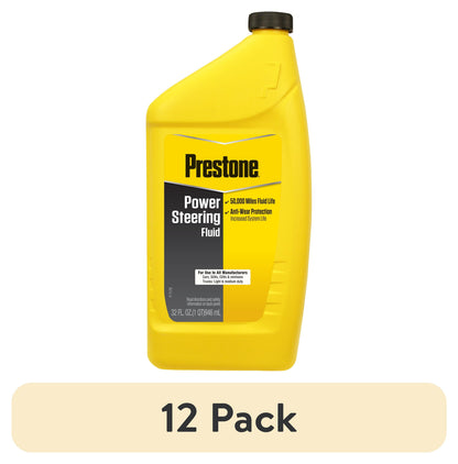 (6 pack) Prestone Power Universal Steering Fluid for Cars and Trucks - 32 fl oz - Anti-wear, 50,000 mile