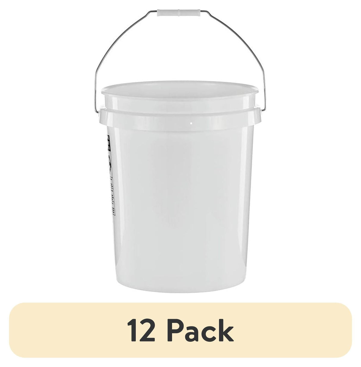 (12 pack) United Solutions 5 Gallon Round Utility Bucket, Comfort Handle, Plastic, White, PN0149, 1 Each