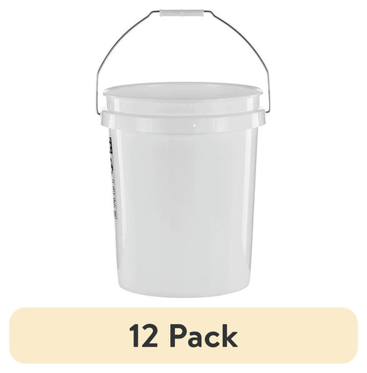 (12 pack) United Solutions 5 Gallon Round Utility Bucket, Comfort Handle, Plastic, White, PN0149, 1 Each
