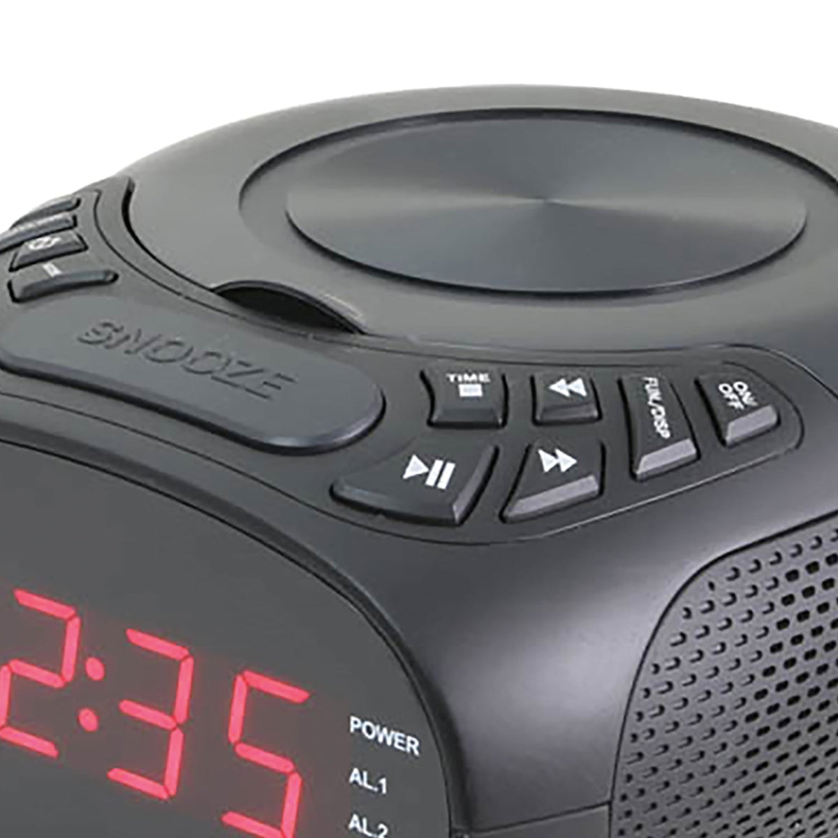 GPX Dual-Alarm CD/FM Clock Radio with 0.9-In. LED Display, Black, CC318B