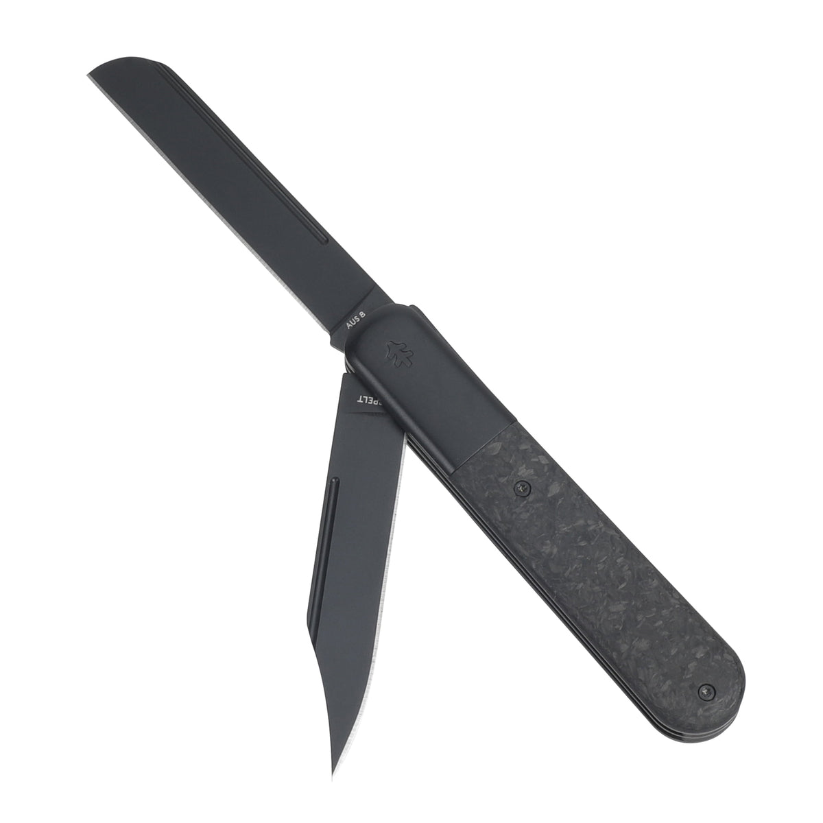Swiss Tech Barlow Double Bladed Pocket Knife, Trapper, AUS-8, Carbon Fiber Handle, Slip Joint