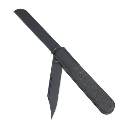 Swiss Tech Barlow Double Bladed Pocket Knife, Trapper, AUS-8, Carbon Fiber Handle, Slip Joint