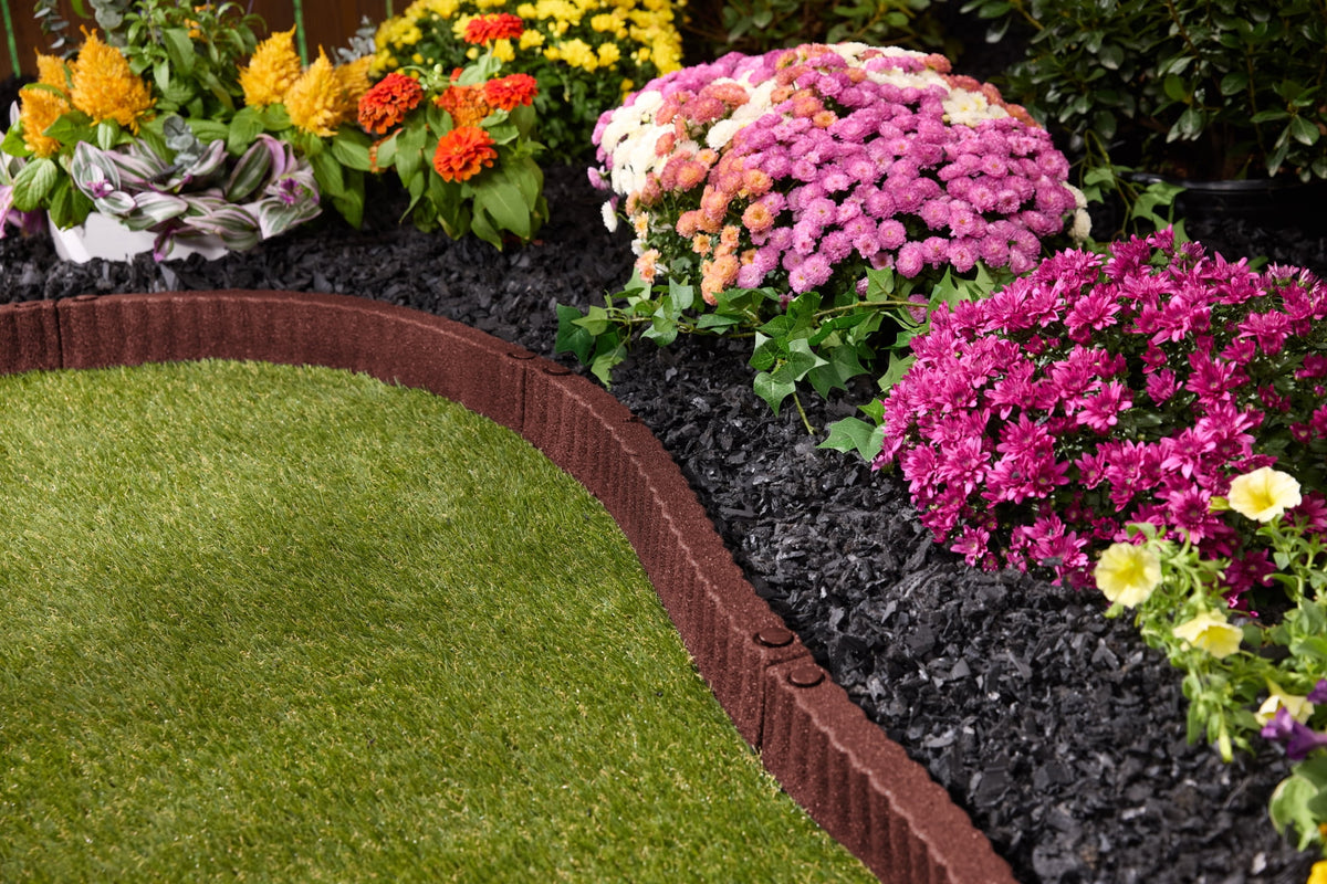 Expert Gardener 2' x 3" Red Recycled Rubber Garden Border Landscape Edging - 8 Pack