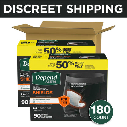 Depend Shields Incontinence Pads for Men, Light Absorbency, 90 Count