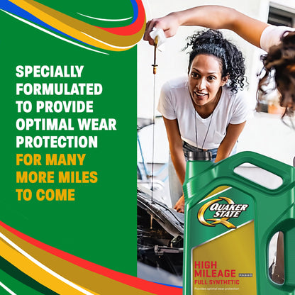 (2 pack) Quaker State Full Synthetic High Mileage 10W-30 Motor Oil, 5 Quart