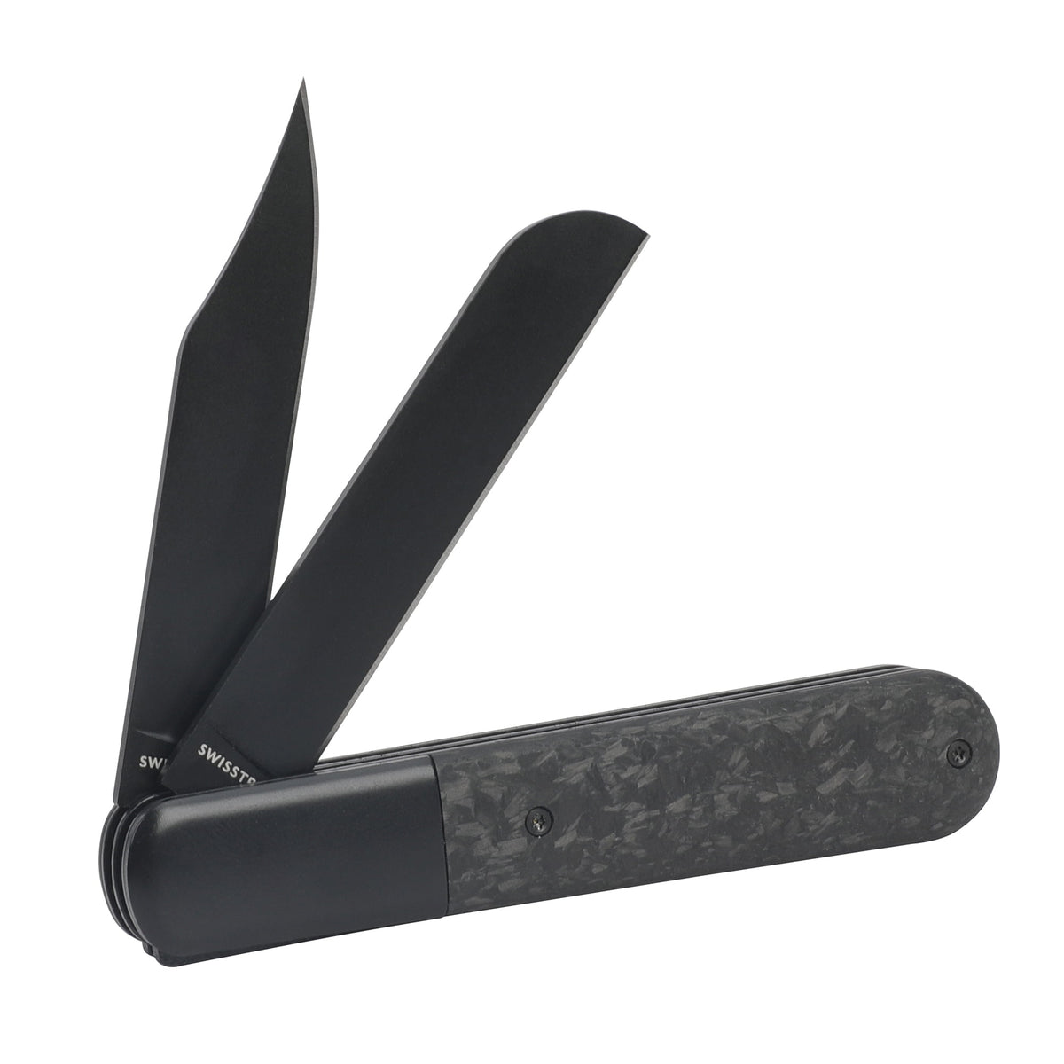 Swiss Tech Barlow Double Bladed Pocket Knife, Trapper, AUS-8, Carbon Fiber Handle, Slip Joint