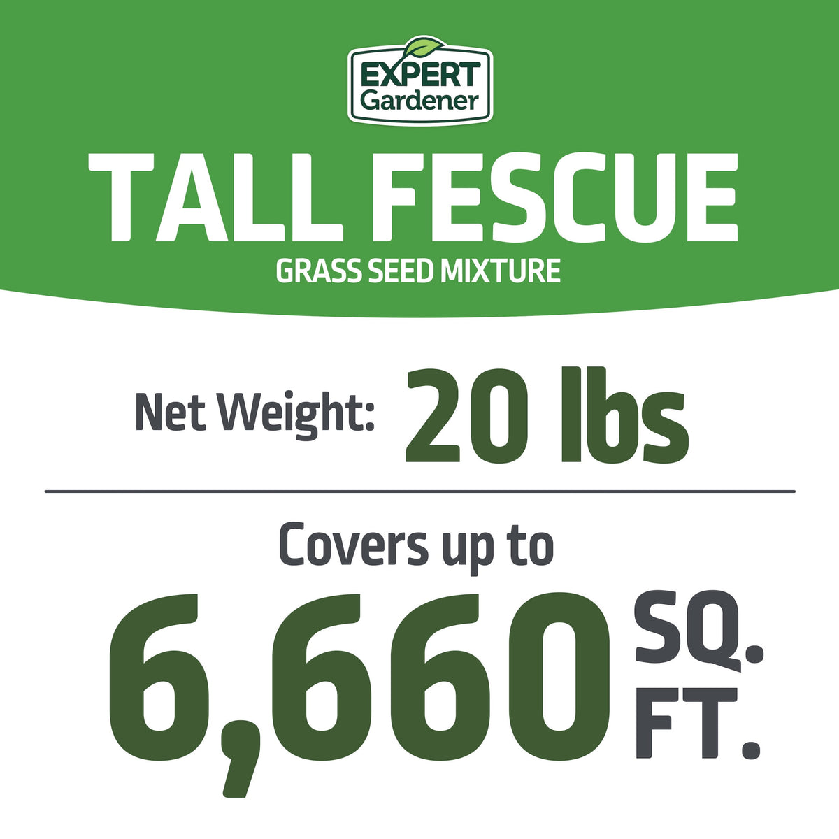 Expert Gardener Tall Fescue Grass Seed Mix, Sun to Partial Shade, 20 lb