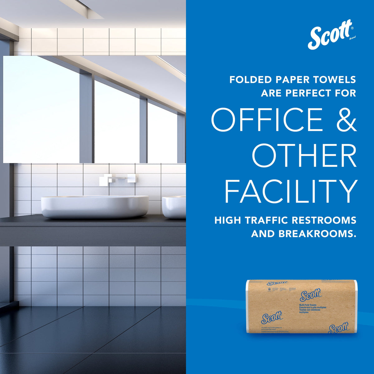 Scott® Professional Universal Multifold Paper Towels, Bulk (01840), Absorbency Pockets, Standard Tier, Compressed, White (16 Packs, 250 Sheets Each)