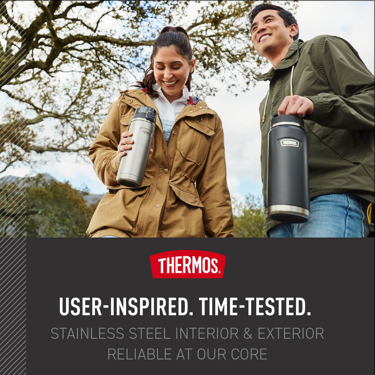 Thermos Vacuum Insulated Food Jar w/ Folding Spoon, 24oz, Matte Stainless, Well Suited to Hot or Cold Meals Away from Home, Made for Portable Food Storage