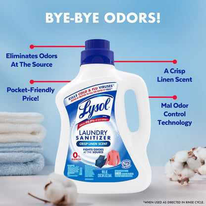 (2 pack) Lysol Laundry Sanitizer Additive, Sanitizing Liquid for Clothes and Linens, Crisp Linen, 90 fl oz