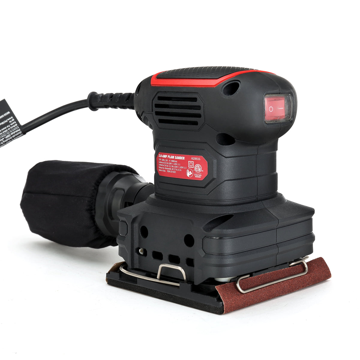 Hyper Tough 2 Amp Corded 1/4-Sheet Palm Sander with Dust Bag, Vacuum Hose Adapter, Punch Plate & 3 Sanding Sheets