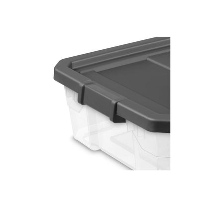 (2 pack) Sterilite 40 Quart Medium Stackable Storage Bin, Clear Plastic Underbed Storage Container with Latch Lid, Dark Gray