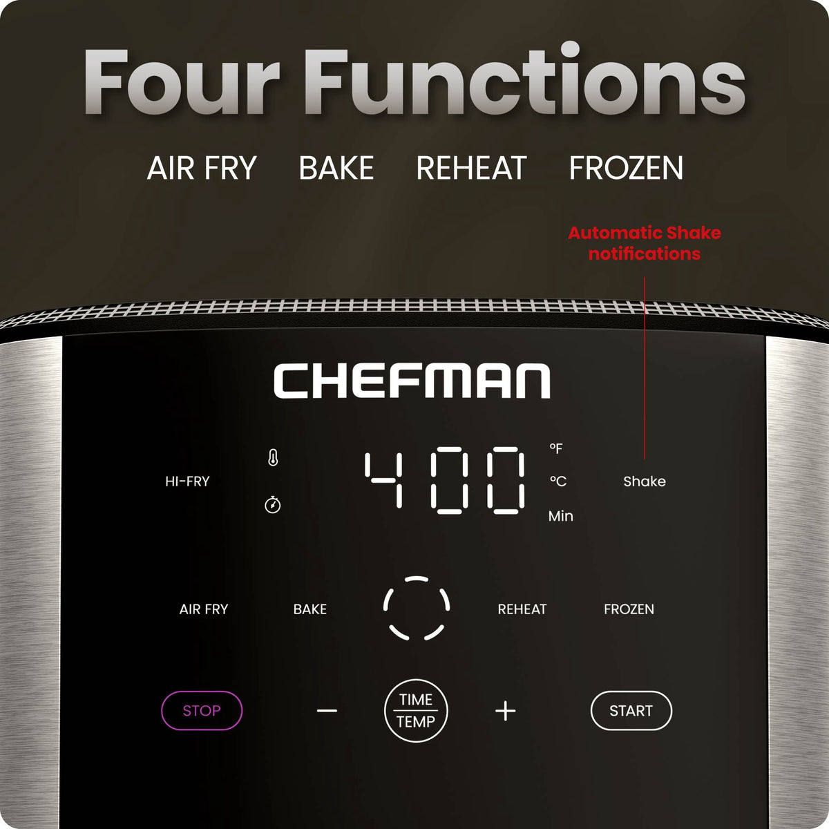 Chefman Air Fryer 1500W, 6 Quart, 4 Functions with Touch Controls, Stainless Steel