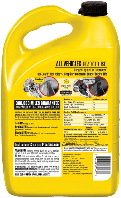 (2 pack) Prestone® Universal Antifreeze + Coolant, 50/50 Prediluted, Extended Life, All Vehicles, 1 Gallon