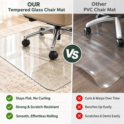 Lumora 36.1" x 46" Heavy Duty Hard Tempered Glass Mat Glass Chair Mat,Clear