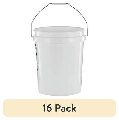 (12 pack) United Solutions 5 Gallon Round Utility Bucket, Comfort Handle, Plastic, White, PN0149, 1 Each