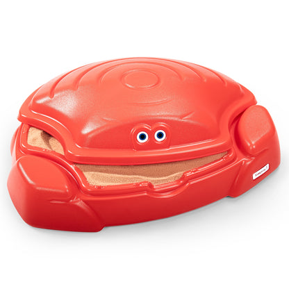 Simplay3 Coastal Crab Portable Plastic Sandbox with Cover, Hot Tamale Red