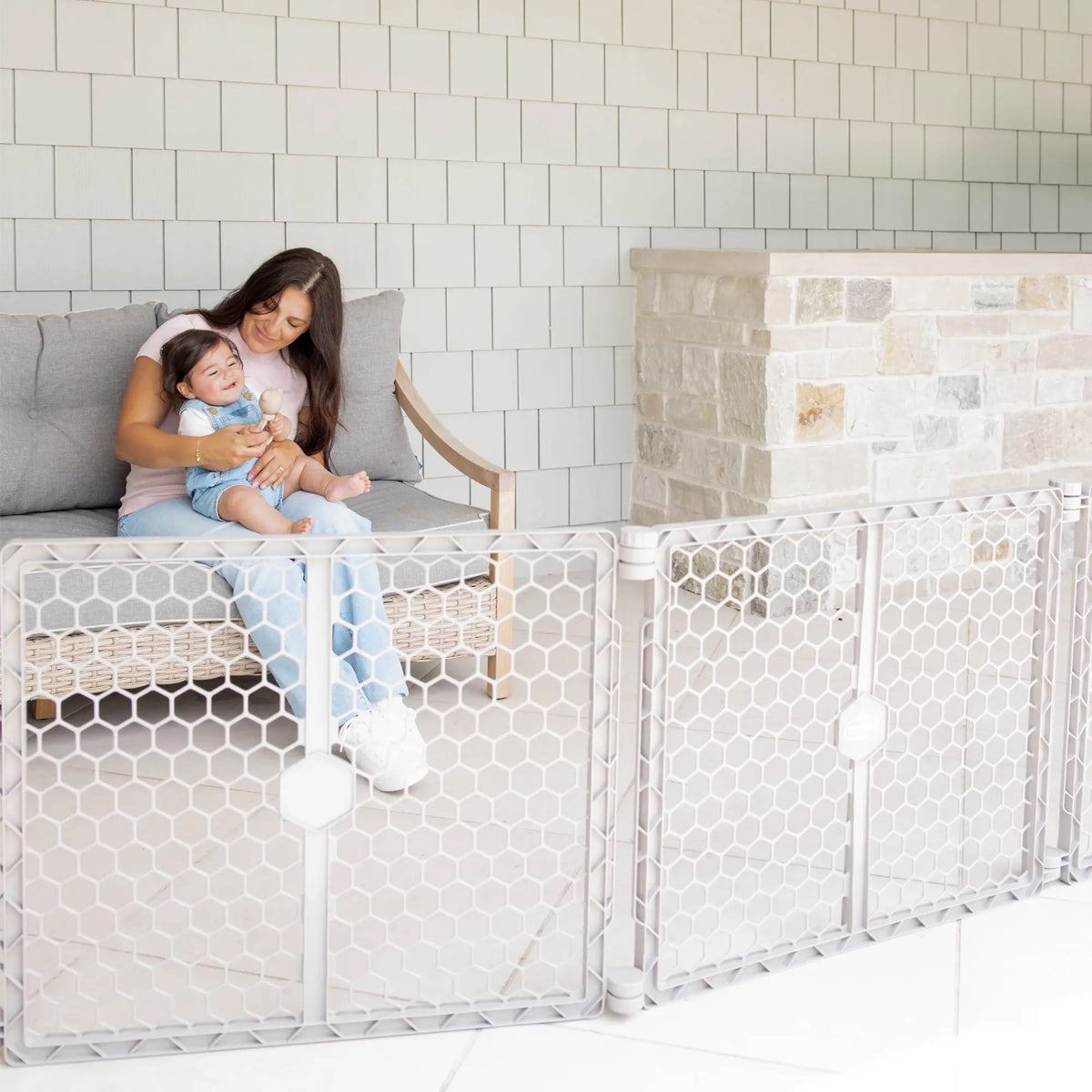 Regalo 2-in-1 Super Wide Baby Gate & Play Yard Plastic 192 Inches, Gray