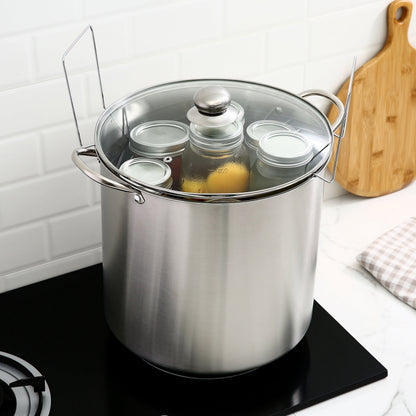 Mainstays 21.5 Quart Stainless Steel Canning Pot with Rack, Dual Water Bath Canner and Steam Canner