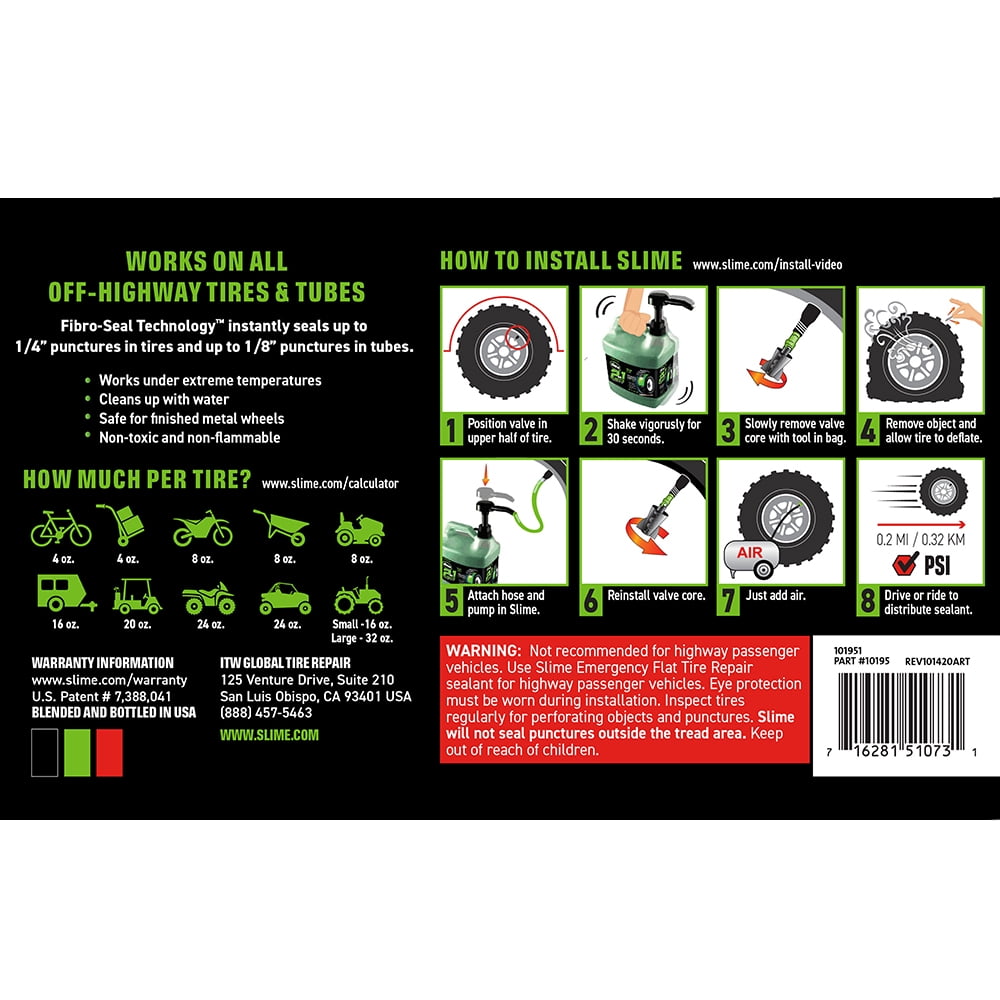 Slime 2-in-1 Tire and Tube Sealant, 1 Gallon - 10195