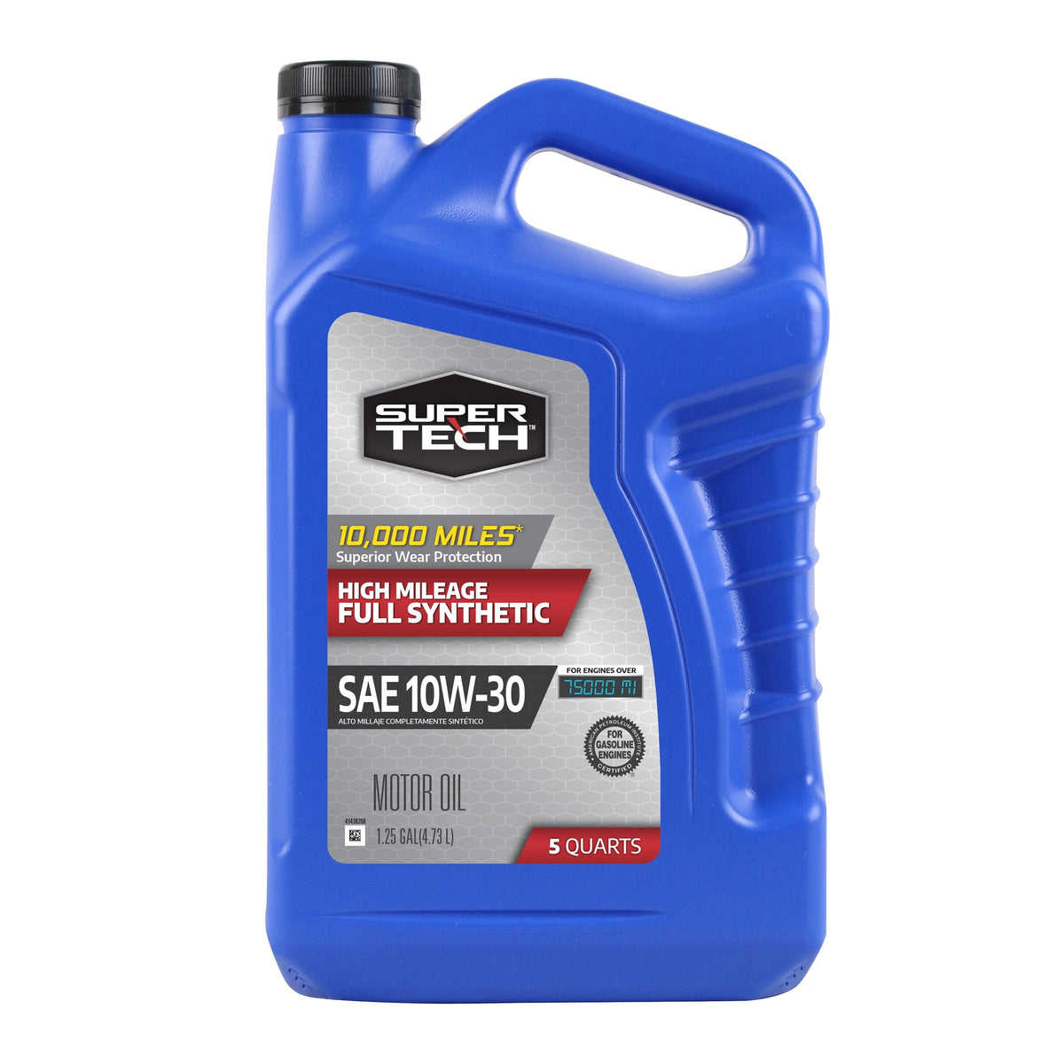 (2 pack) Super Tech High Mileage Full Synthetic SAE 10W-30 Motor Oil, 5 Quarts