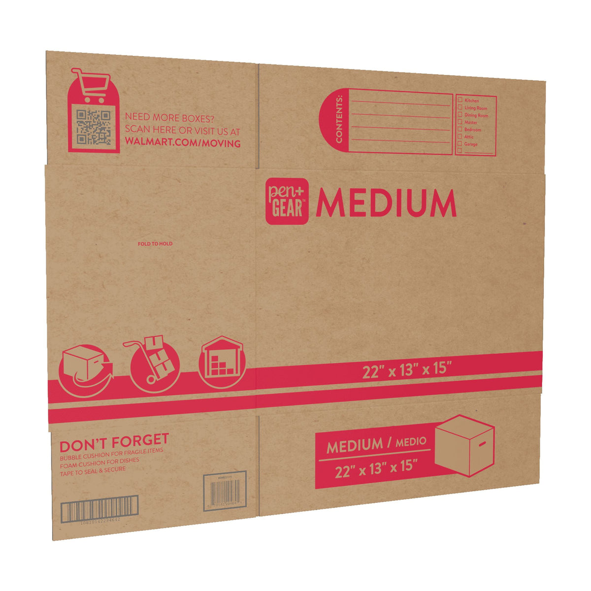(25 pack) Pen+Gear Medium Moving Box, 22 in. L x 13 in. W x 15 in. H, Kraft