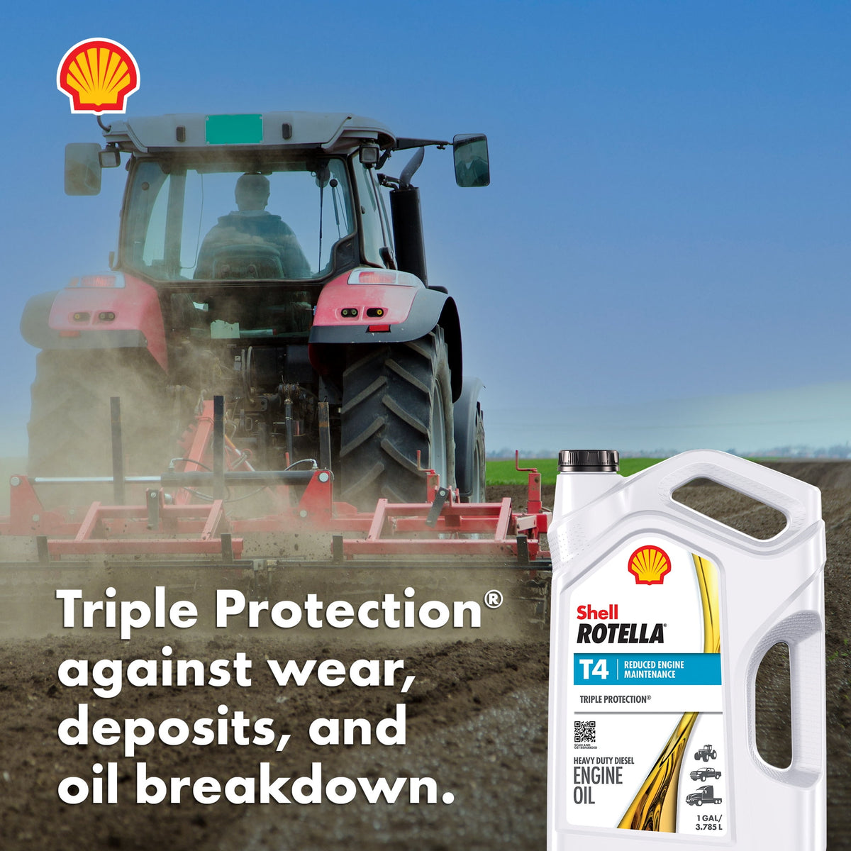(2 pack) Shell Rotella T4 Triple Protection 15W-40 Diesel Engine Oil, 1 Gallon