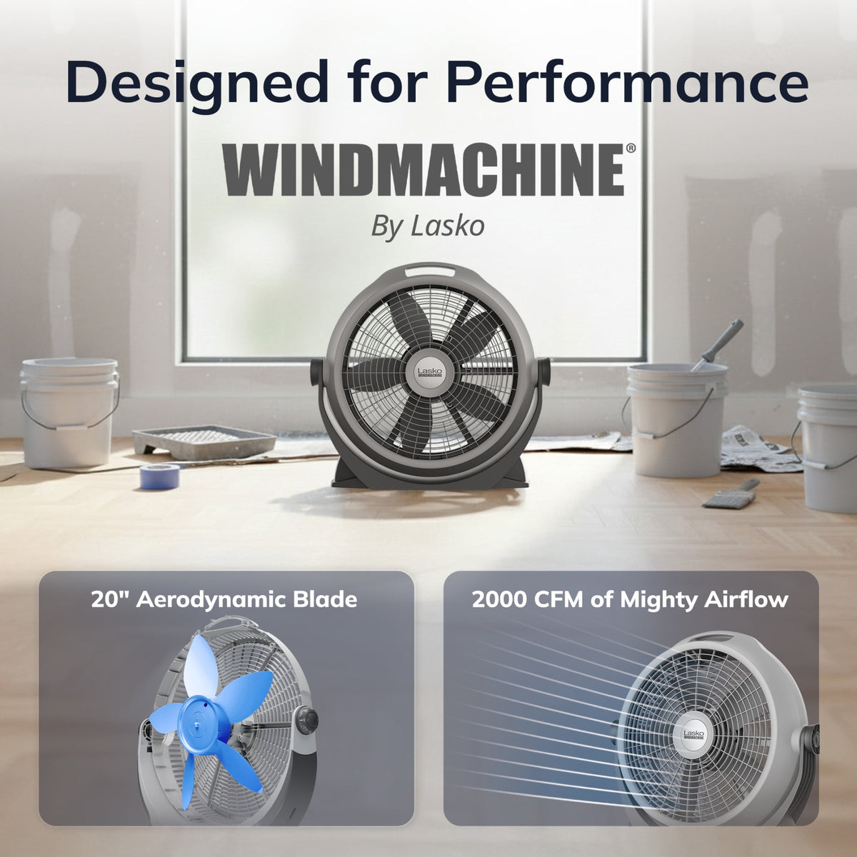 Lasko Wind Machine 20" 3-Speed Pivoting Head Air Circulator Fan A20304