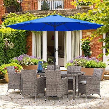 Kool 11FT Outdoor Patio Umbrella with Crank Handle, Market Umbrella with 8 Sturdy Umbrella Ribs, Waterproof for Garden Deck Backyard Pool, Royal Blue