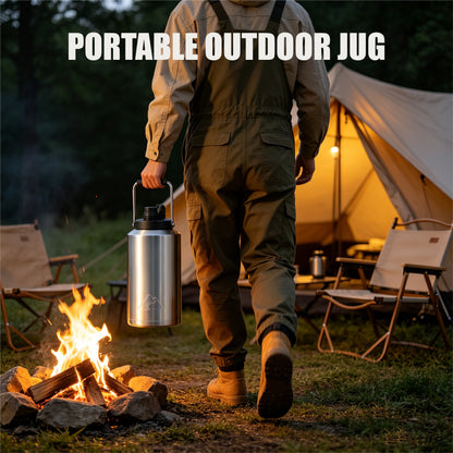 Ozark Trail 1 Gallon 128 Oz Stainless Steel Vacuum Insulated Water Jug with Handle, Flip Spout, Silver